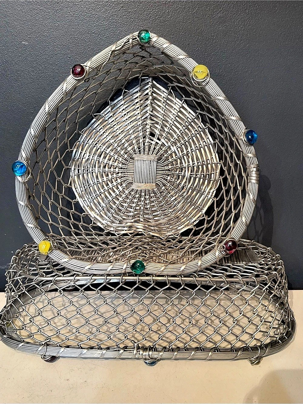 Dary Rees Original Wire Basket Set in Silver & Blue